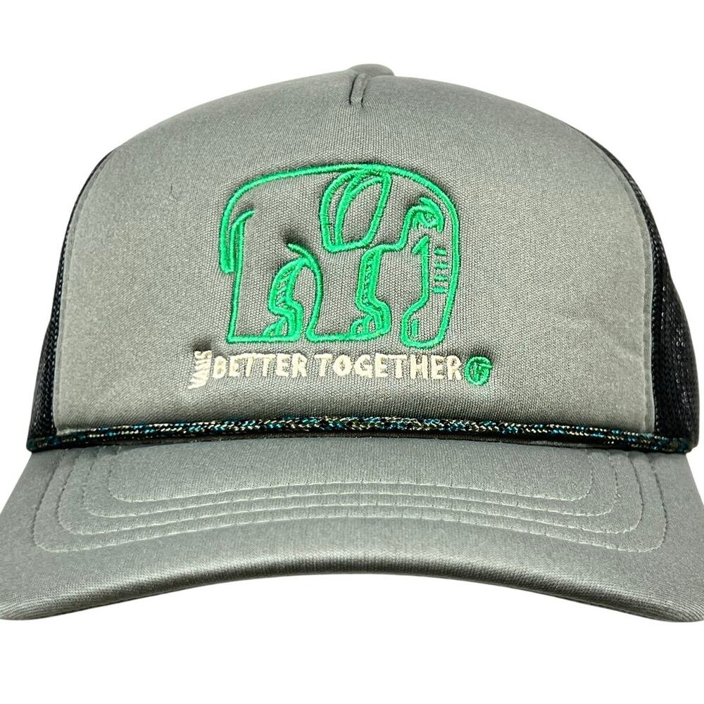 Vans Off the Wall Better Together Pachyderm Trucker Hat Gray Elephant Rope Cap